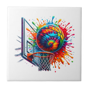 Colourful Basketball Tie Dye Colour Basketball Hoo Tile