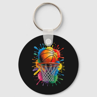 Colourful Basketball Tie Dye Colour Splaank Top  Key Ring