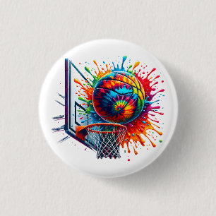 Colourful Basketball Tie Dye Colour Splash Basketb 3 Cm Round Badge