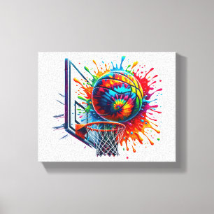 Colourful Basketball Tie Dye Colour Splash Basketb Canvas Print
