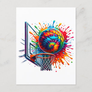 Colourful Basketball Tie Dye Colour Splash Basketb Enclosure Card
