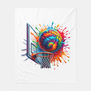 Colourful Basketball Tie Dye Colour Splash Basketb Fleece Blanket