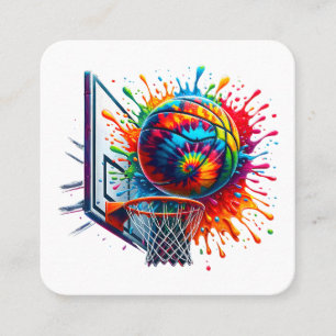 Colourful Basketball Tie Dye Colour Splash Basketb Square Business Card