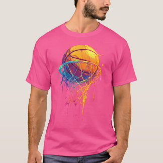 Colourful Basketball Tie Dye Colour Splash Basketb T-Shirt