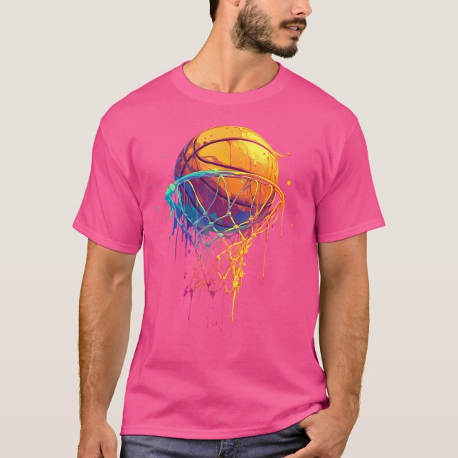 Colourful Basketball Tie Dye Colour Splash Basketb T-Shirt (Front)