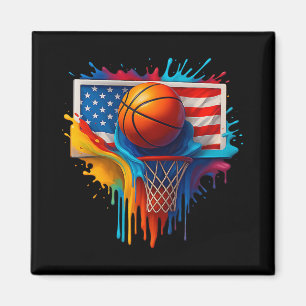 Colourful Basketball Tie Dye Colour Splash Flag Us Magnet