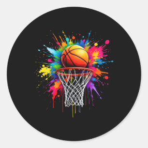 Colourful Basketball Tie Dye Colour Splash Hoop  Classic Round Sticker