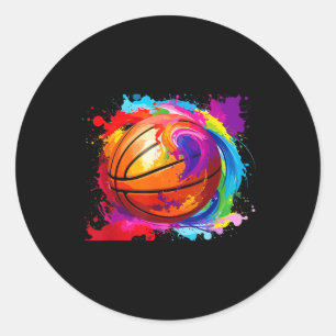 Colourful Basketball Tie Dye Colour Splash Hoop Ne Classic Round Sticker