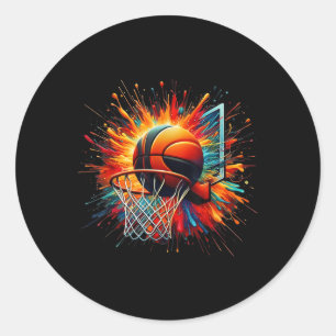 Colourful Basketball Tie Dye Colour Splash Hoop Ne Classic Round Sticker