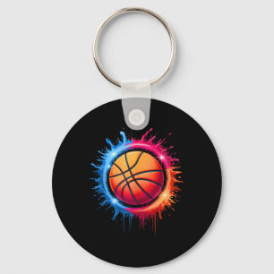 Colourful Basketball Tie Dye Colour Splash Hoop Ne Key Ring