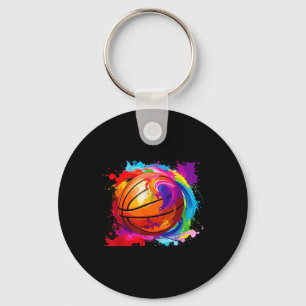 Colourful Basketball Tie Dye Colour Splash Hoop Ne Key Ring