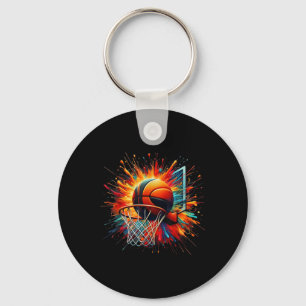 Colourful Basketball Tie Dye Colour Splash Hoop Ne Key Ring