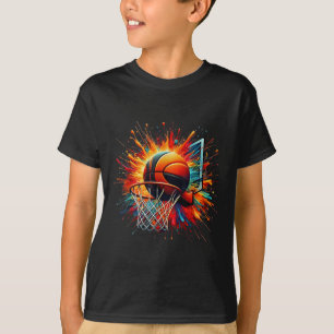 Colourful Basketball Tie Dye Colour Splash Hoop Ne T-Shirt