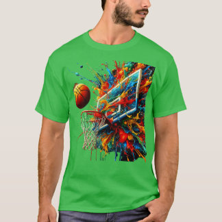 Colourful Basketball Tie Dye Colour Splash Hoop Ne T-Shirt