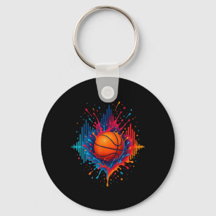 Colourful Basketball Tie Dye Splash Soundwave Stre Key Ring