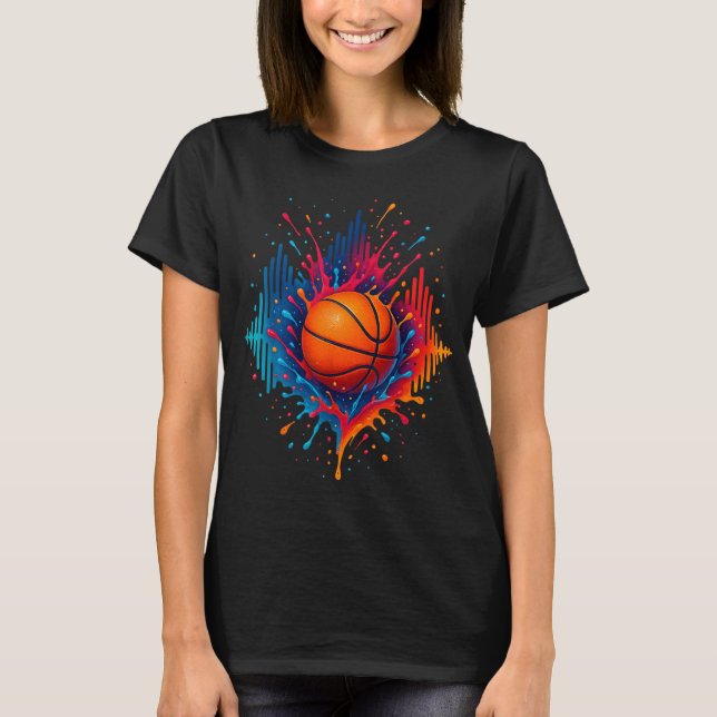 Colourful Basketball Tie Dye Splash Soundwave Stre T-Shirt (Front)