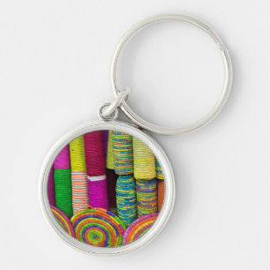 Colourful Baskets At Market Key Ring