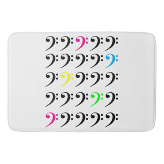Colourful Bass Clef Bright Music Art Bath Mat