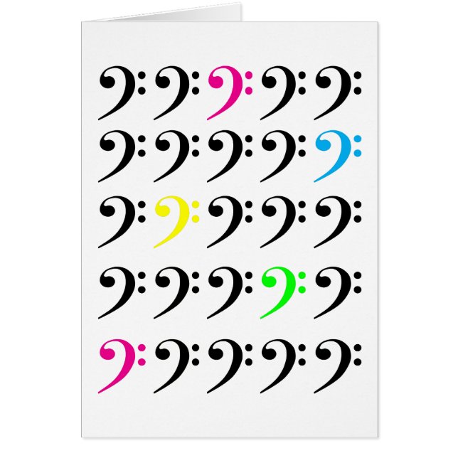 Colourful Bass Clef Card (Front)