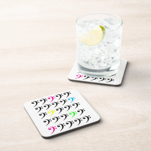 Colourful Bass Clef Cork Coaster