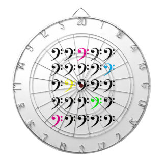 Colourful Bass Clef Grid Pattern – Modern Music Dartboard