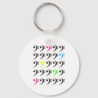 Colourful Bass Clef Grid Pattern Music Lover Key Ring