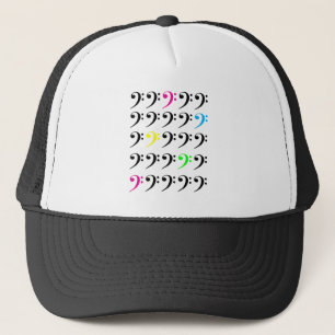 Colourful Bass Clef Grid Pattern Vibrant Accents Trucker Hat
