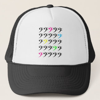 Colourful Bass Clef Grid Pattern Vibrant Accents Trucker Hat