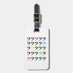 Colourful Bass Clef Neon Music Pattern Personalise Luggage Tag