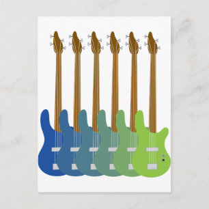 Colourful Bass Guitars Postcard