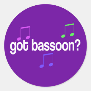Colourful Bassoon Classic Round Sticker