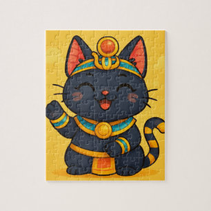 Colourful Bastet Cat Goddess Egyptian Art Jigsaw Puzzle