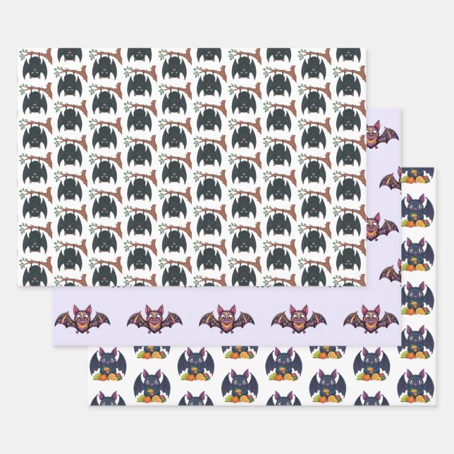 Colourful Bat Wrapping Paper Sheet (Set)