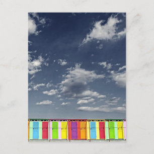 Colourful bathing huts postcard