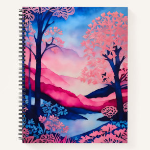 Colourful Batik Forest Art Spiral Notebook