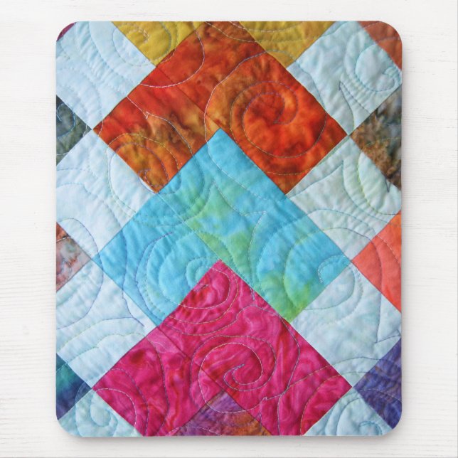 Colourful Batik Quilt Squares Mouse Mat (Front)
