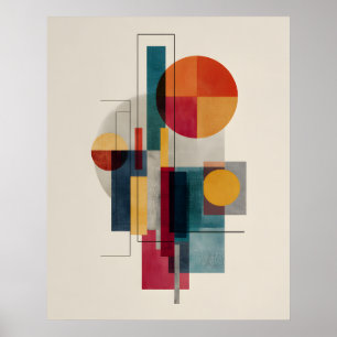 Colourful Bauhaus Geometric Abstract Art Poster