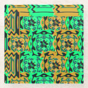 Colourful Bauhaus Geometric Pattern Glass Coaster