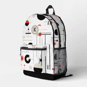 Colourful bauhaus geometric pattern monogram print printed backpack