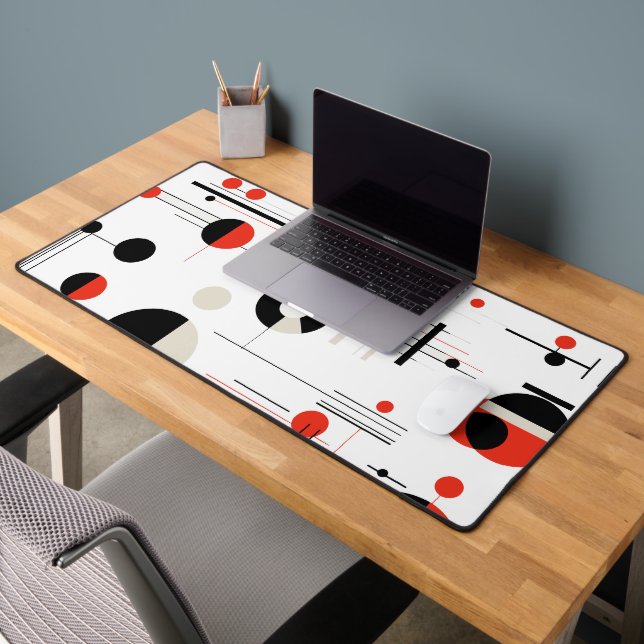 Colourful Bauhaus geometric shapes modern pattern Desk Mat (Office 2)
