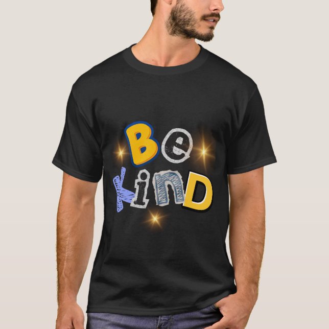 Colourful Be Kind Letter Collage Typography T-Shirt (Front)