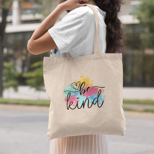 Colourful Be Kind Paint Splash Tote Bag
