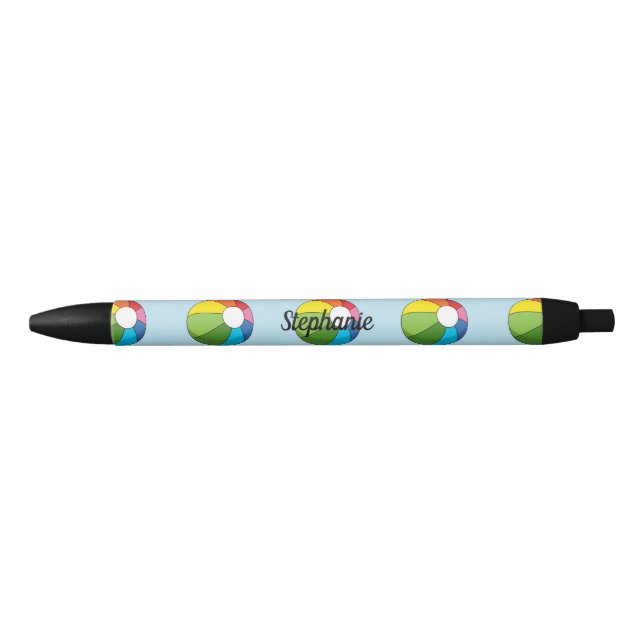 Colourful Beach Ball | Add your Name Black Ink Pen (Front)