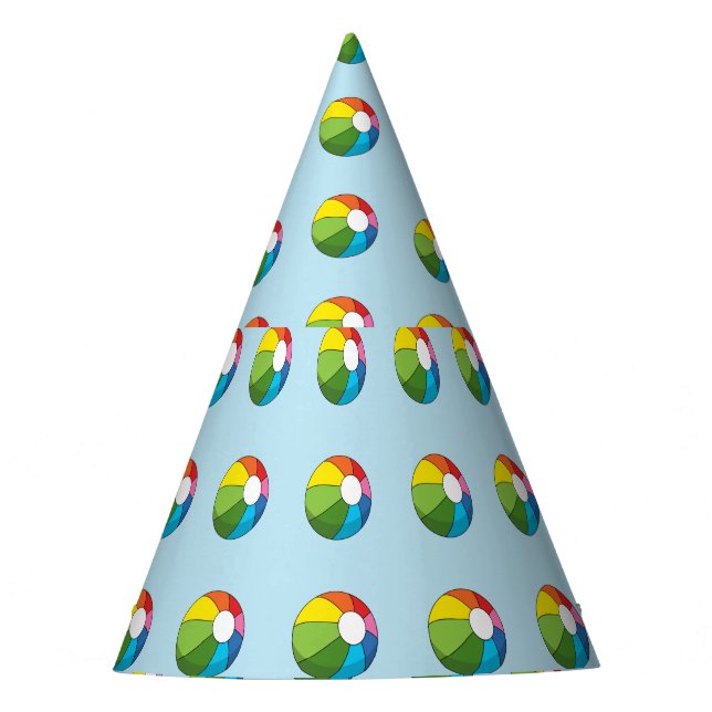 Colourful Beach Ball Party Hat (Front)