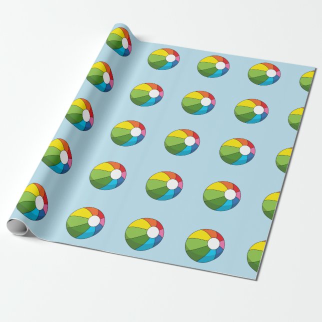 Colourful Beach Ball Wrapping Paper (Unrolled)