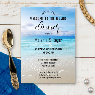 Colourful Beach Coastal Rehearsal Dinner Invitation