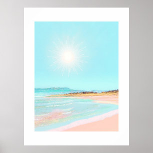 Colourful Beach Coastal Summer Poster