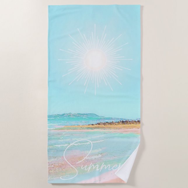 Colourful Beach Coastal Summer Towel (Front)