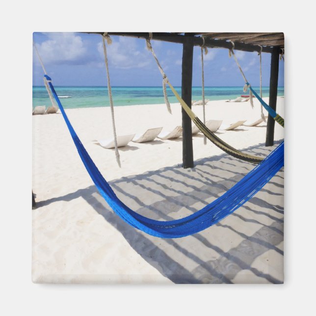 Colourful Beach Hammocks Cozumel Mexico Magnet (Front)