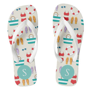Colourful Beach Holiday Pattern Personalised Flip Flops
